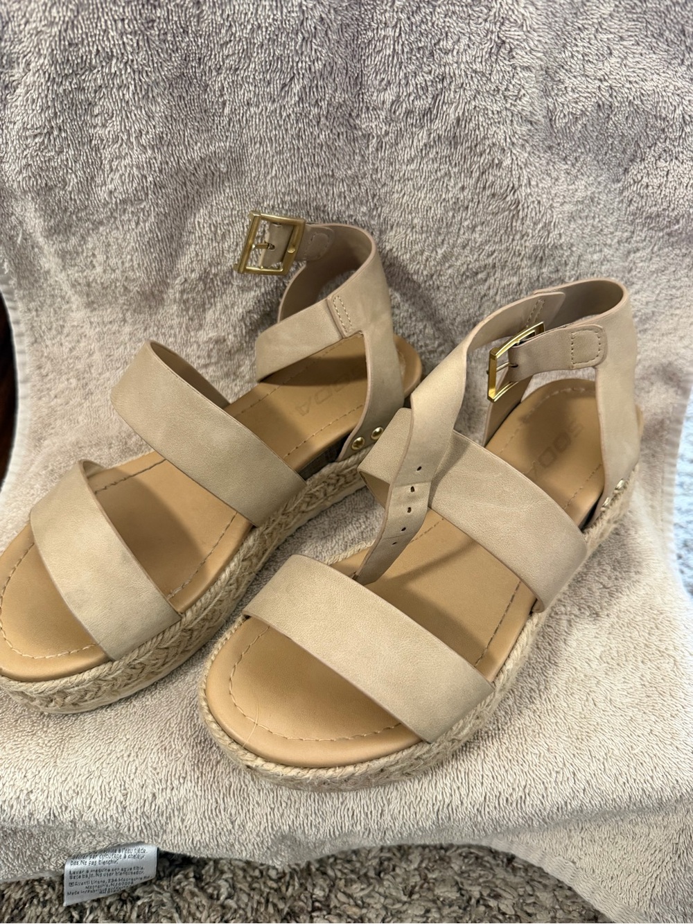 Women’s Beige Espadrille Platform Sandals - Neutral Open-Toe